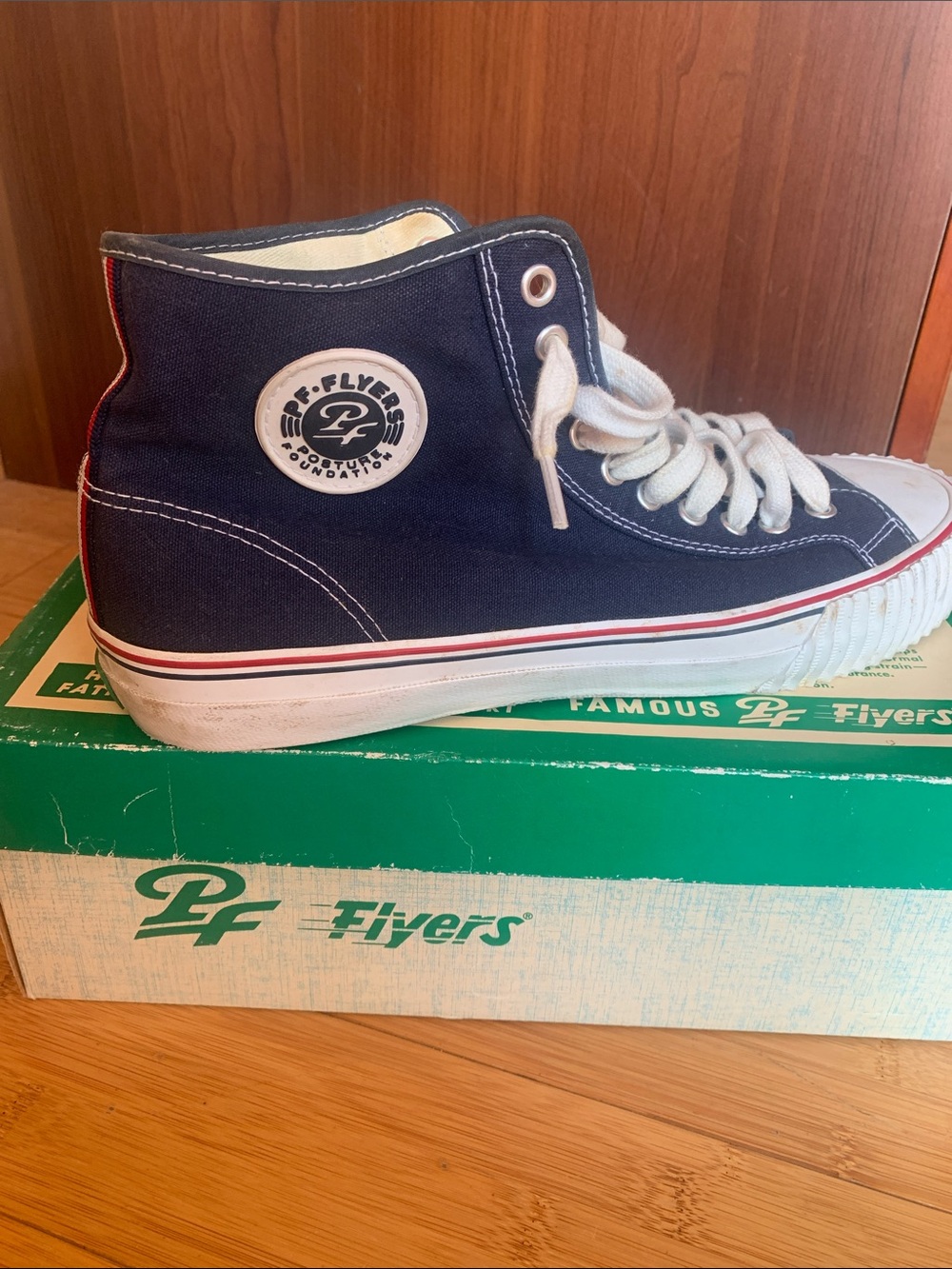 P.F. Flyers Navy Rubber Patch High-Top Canvas Sneakers
